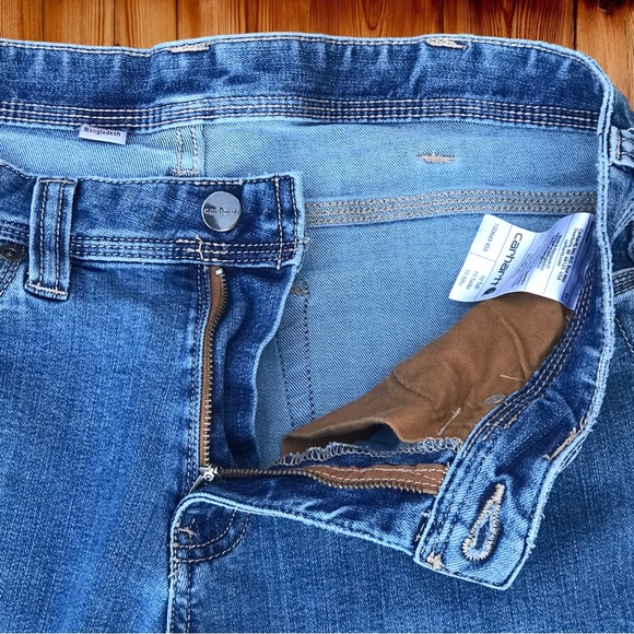 🥂HOST PICK🥂 Womens Stretch CARHARTT Straight Leg Medium Wash Jeans - 10 Tall - Picture 4 of 9